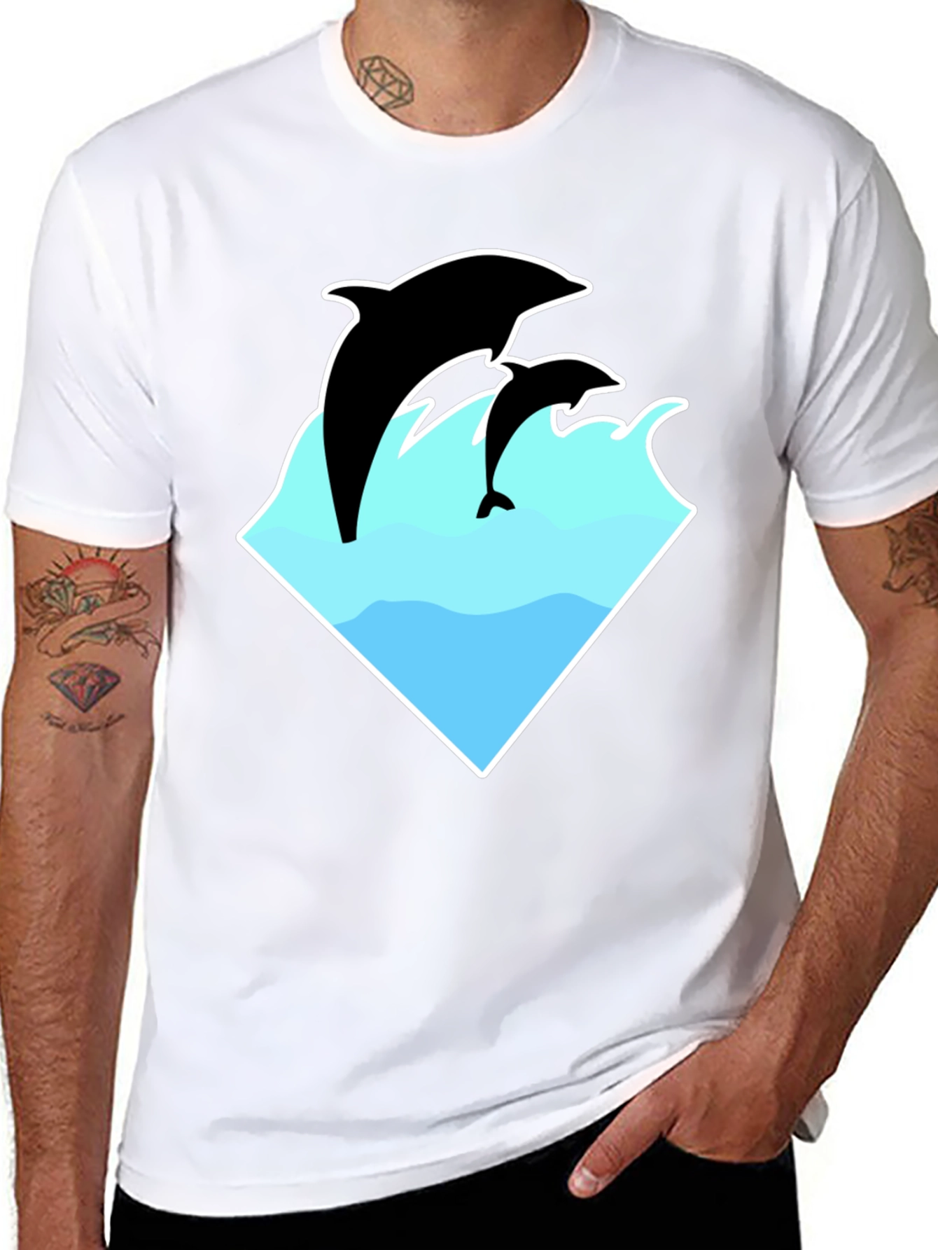Dolphin Graphic T-Shirt - Black Cotton Tee