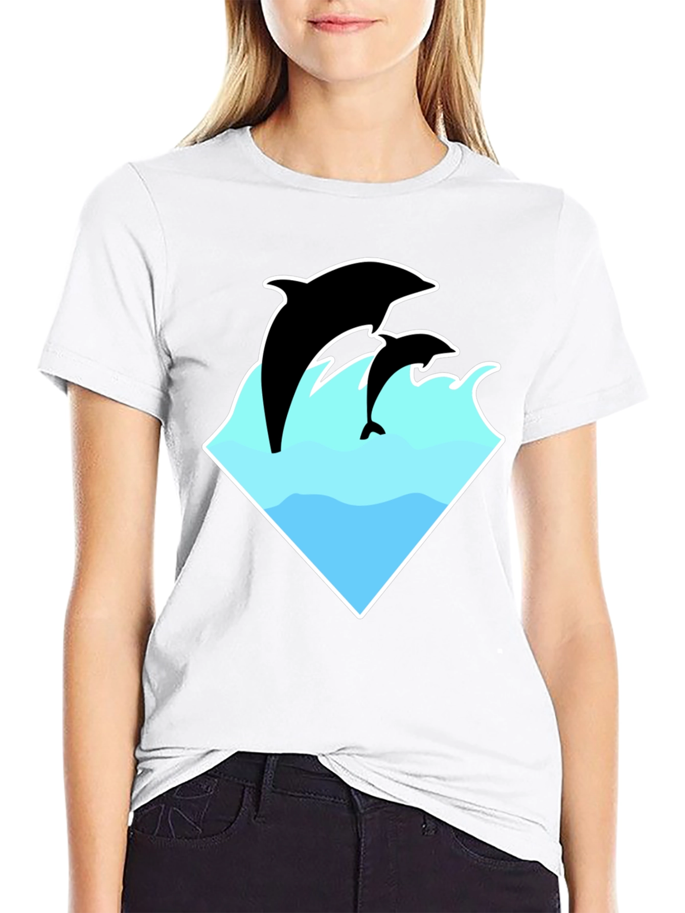 Dolphin Graphic T-Shirt - Black Cotton Tee