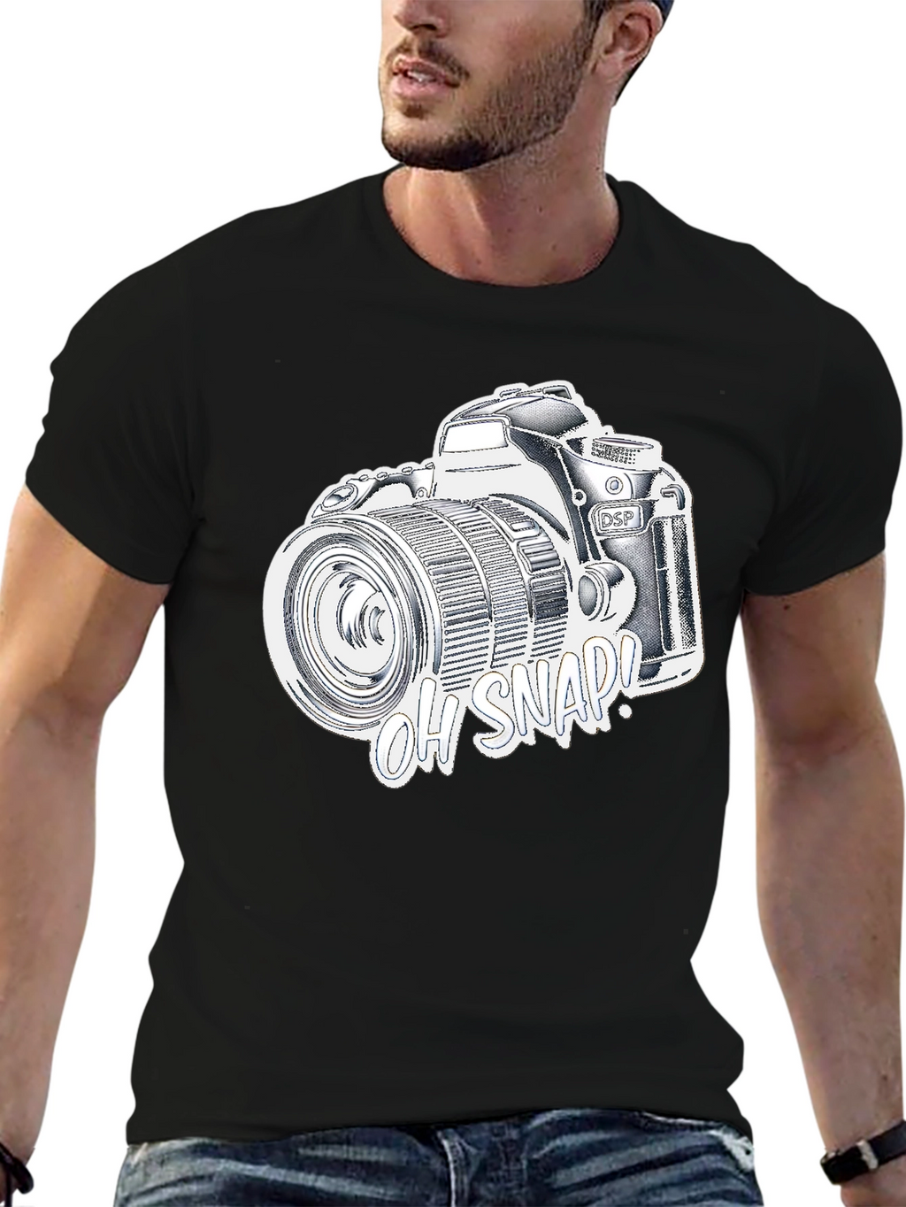 Oh Snap! Camera Graphic T-Shirt - Black