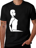 Minimalist Robot Silhouette Black T-Shirt