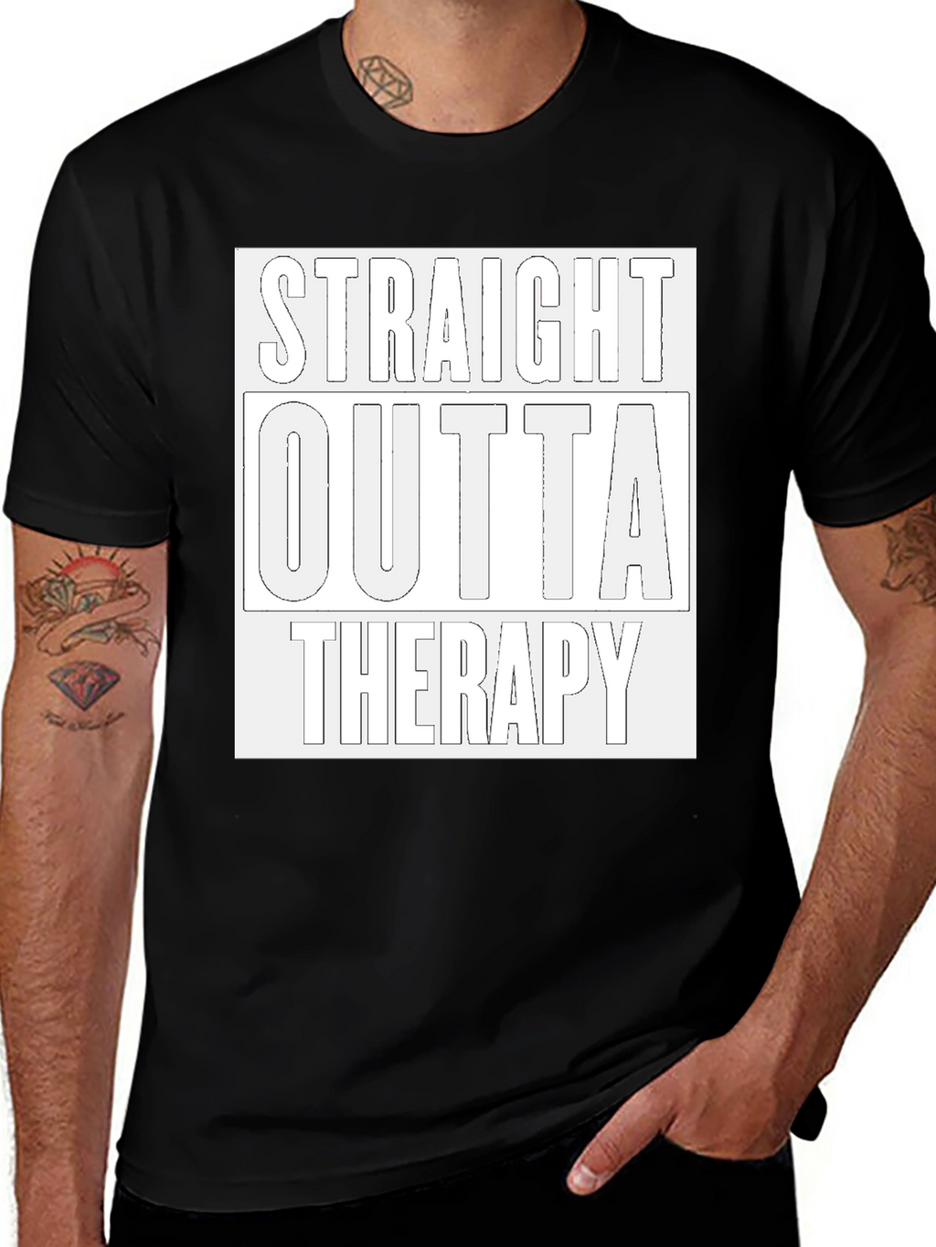 Straight Outta Therapy Black Graphic T-Shirt