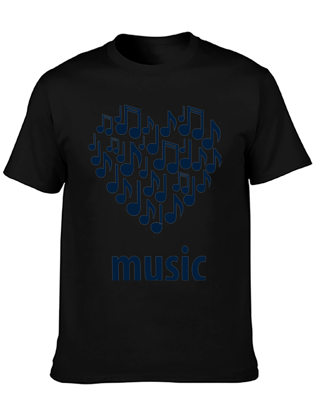 Music Notes Heart T-Shirt - Black Cotton Tee