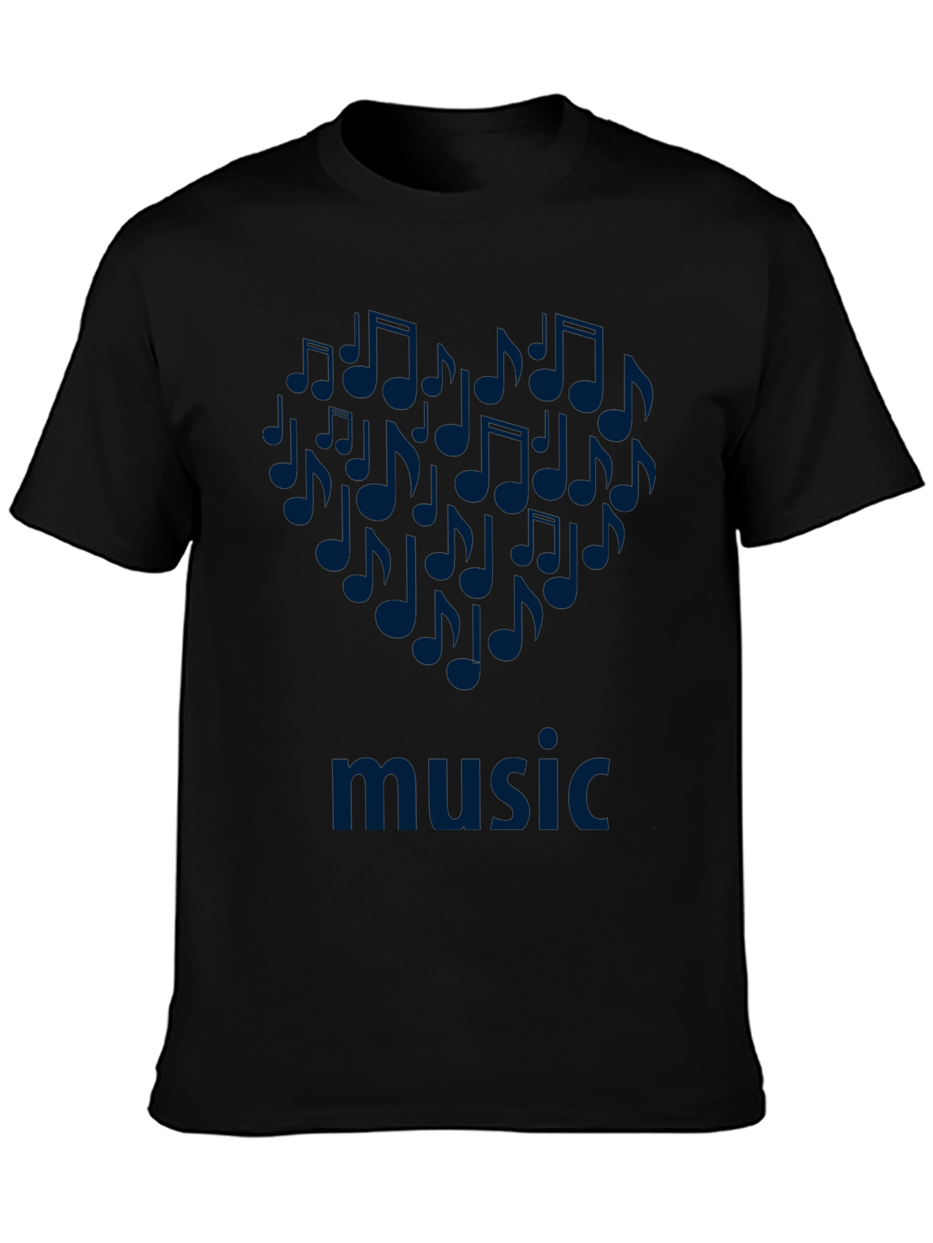 Music Notes Heart T-Shirt - Black Cotton Tee