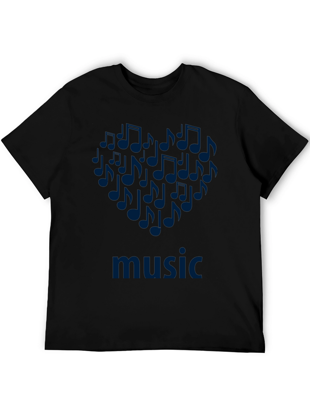 Music Notes Heart T-Shirt - Black Cotton Tee