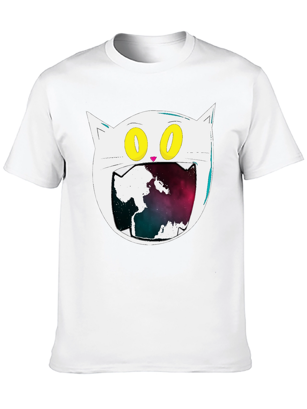 Cosmic Cat Graphic Tee - Black Cotton Blend