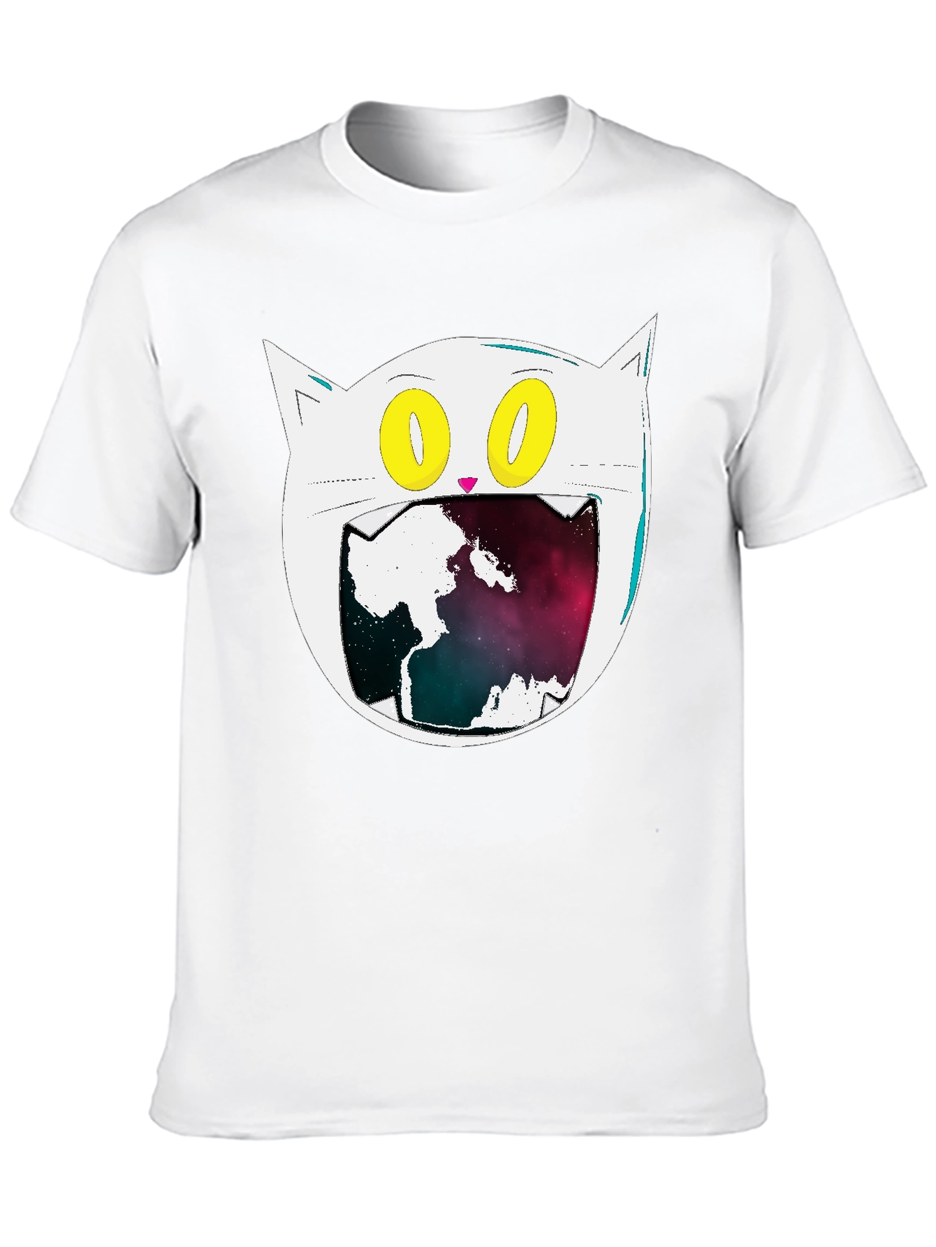 Cosmic Cat Graphic Tee - Black Cotton Blend