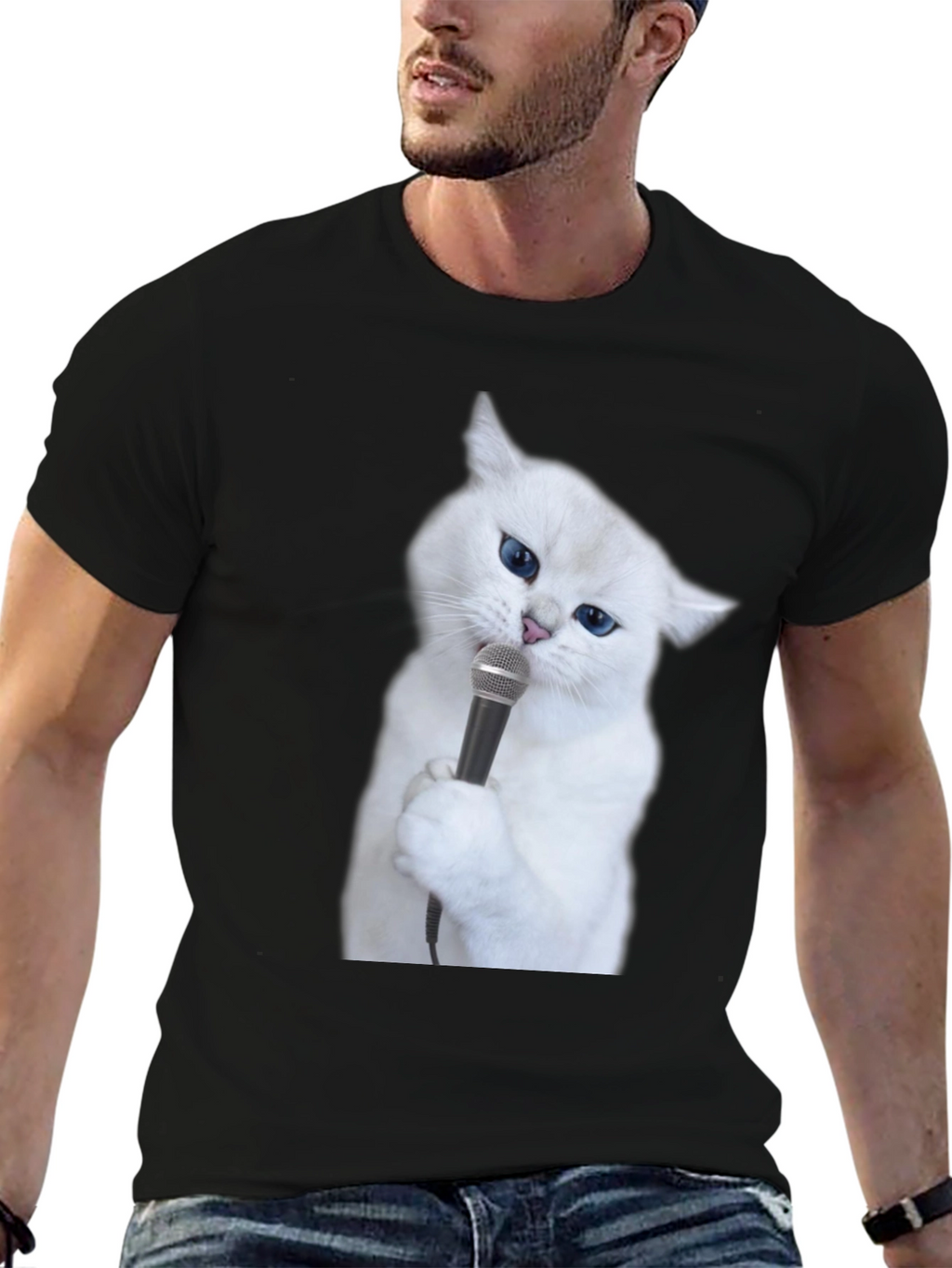 Singing Cat T-Shirt - Unisex Black Tee