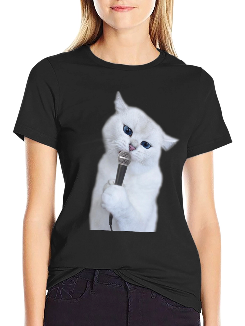 Singing Cat T-Shirt - Unisex Black Tee