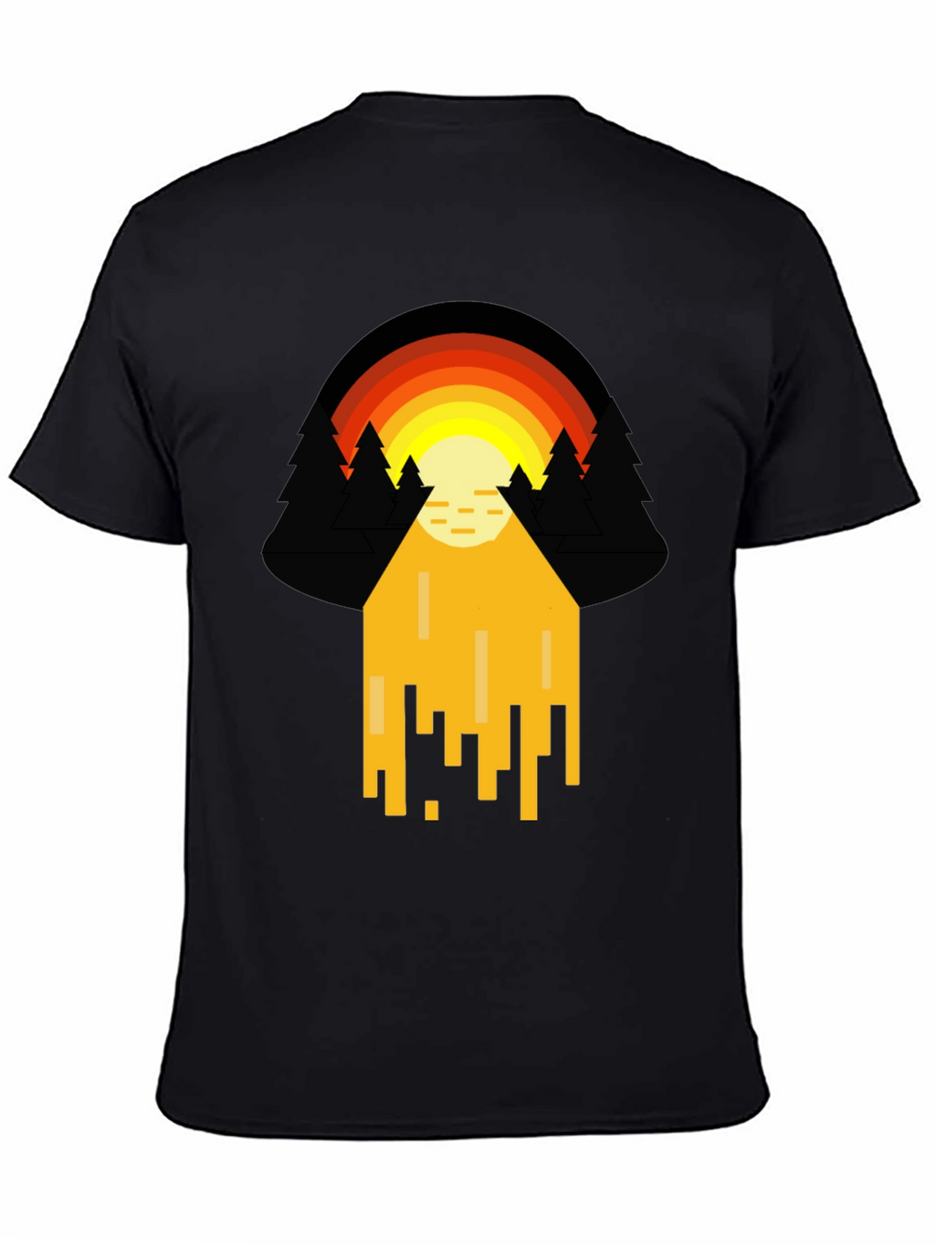 Retro Sunset Graphic Tee - Pixelated Design