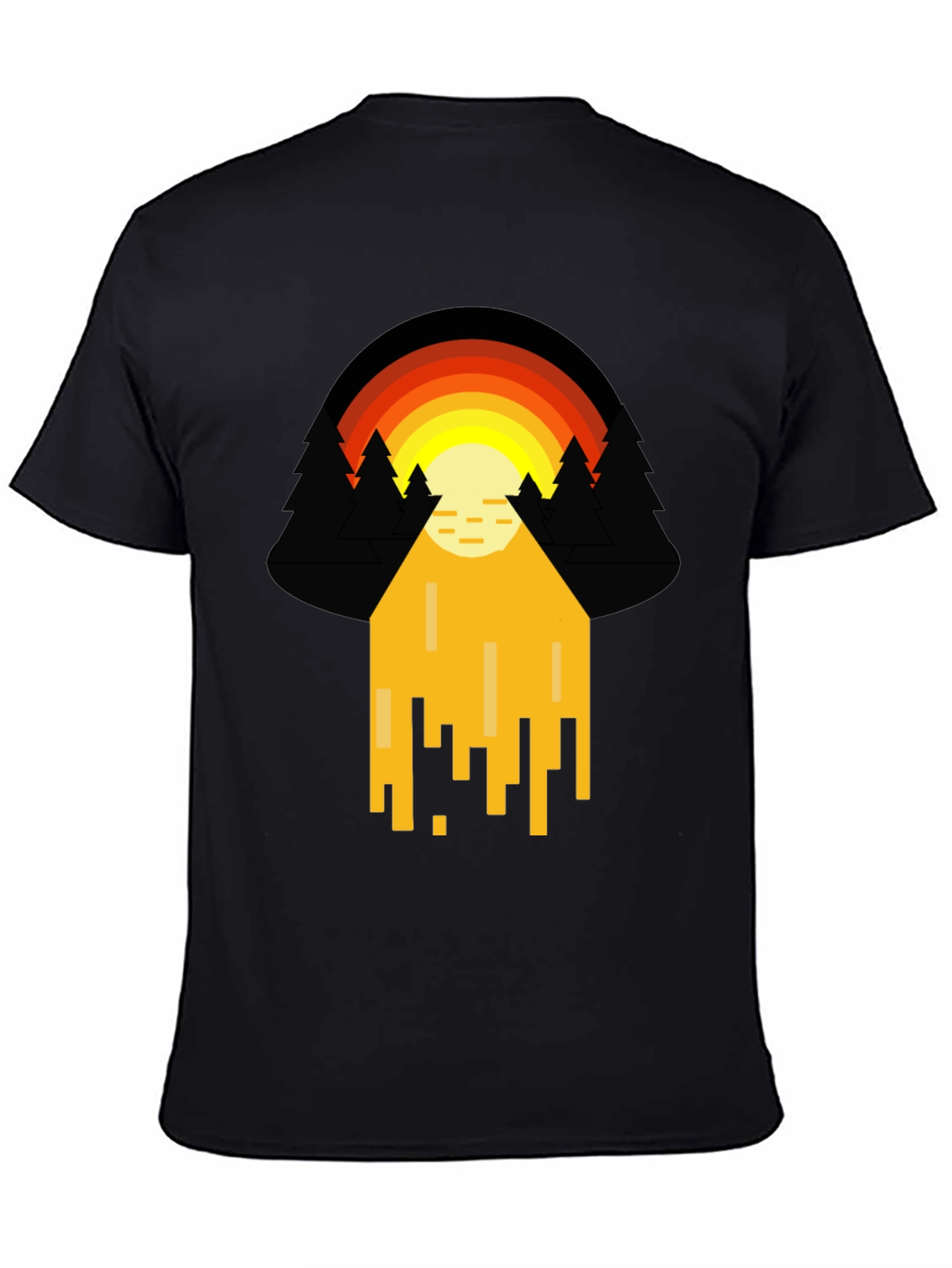Retro Sunset Graphic Tee - Pixelated Design