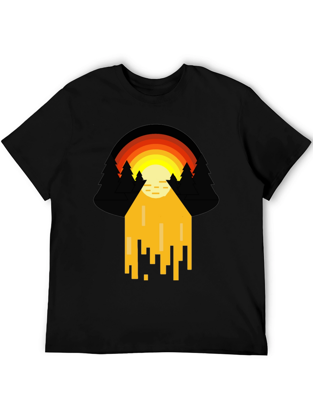 Retro Sunset Graphic Tee - Pixelated Design