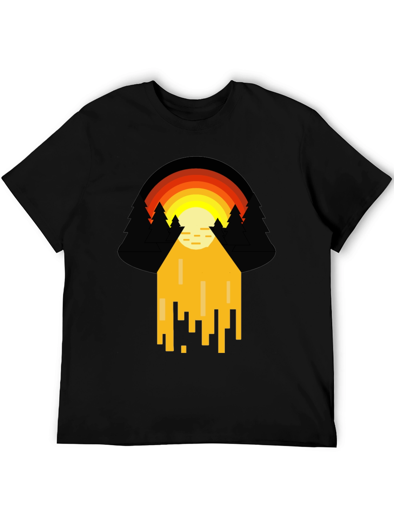 Retro Sunset Graphic Tee - Pixelated Design
