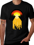 Retro Sunset Graphic Tee - Pixelated Design