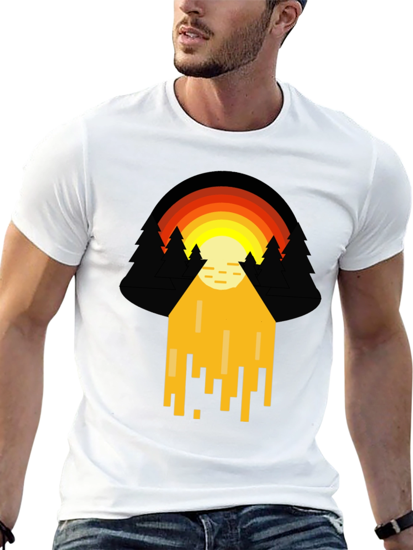 Retro Sunset Graphic Tee - Pixelated Design
