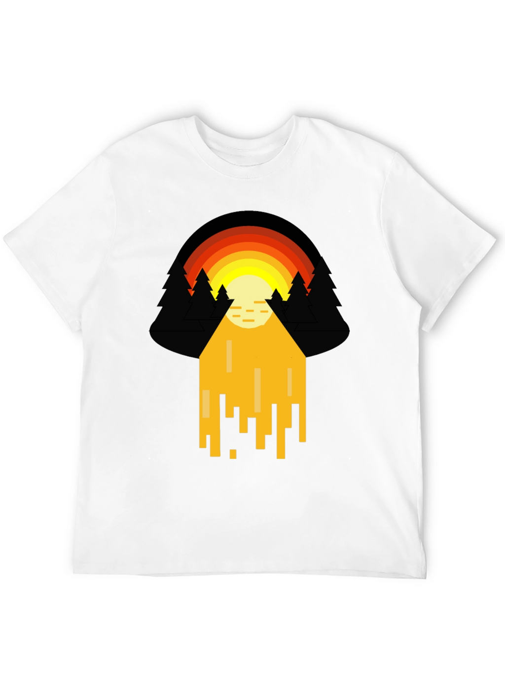 Retro Sunset Graphic Tee - Pixelated Design