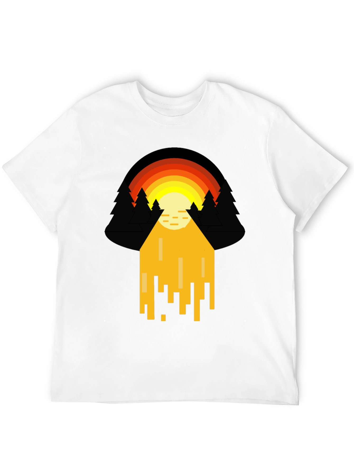 Retro Sunset Graphic Tee - Pixelated Design