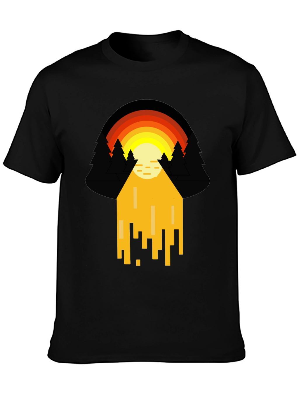 Retro Sunset Graphic Tee - Pixelated Design
