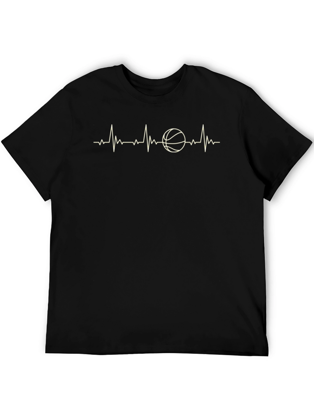Basketball Heartbeat Graphic Tee - Black Cotton T-Shirt