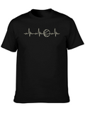 Basketball Heartbeat Graphic Tee - Black Cotton T-Shirt