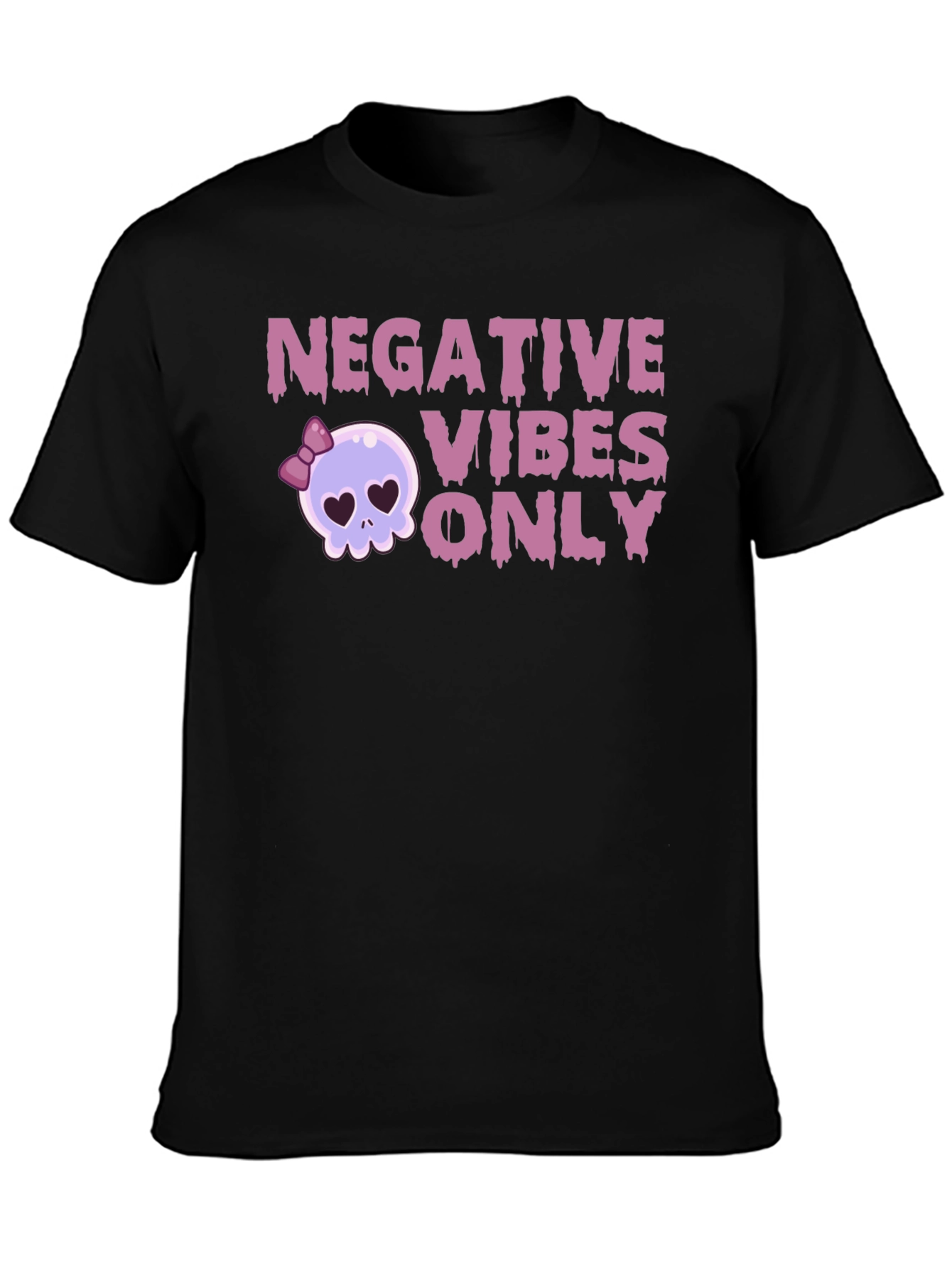 Negative Vibes Only Graphic Tee - Skull Design