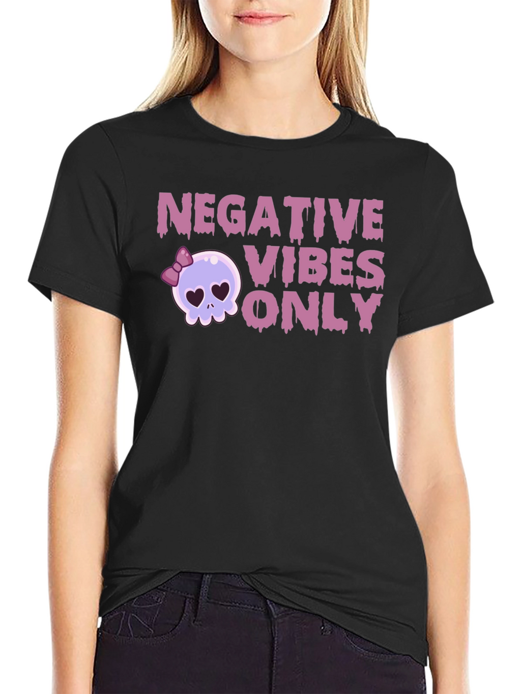 Negative Vibes Only Graphic Tee - Skull Design