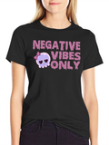 Negative Vibes Only Graphic Tee - Skull Design