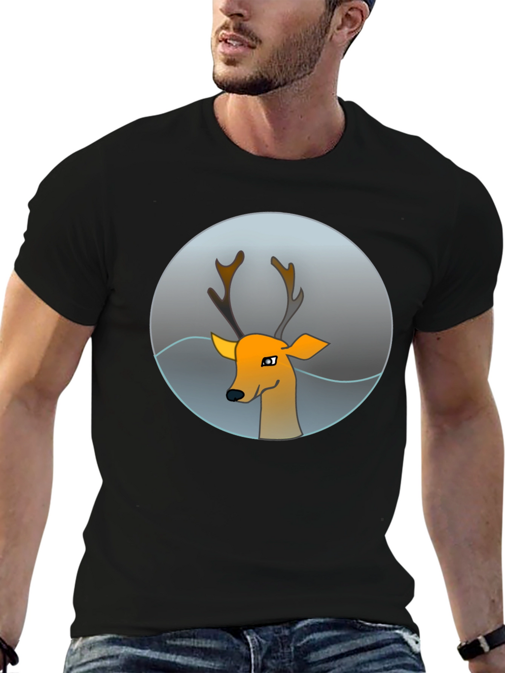 Deer Graphic Tee - Mens Black T-Shirt