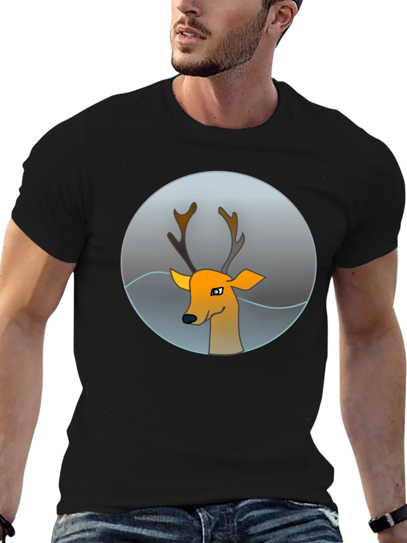 Deer Graphic Tee - Mens Black T-Shirt