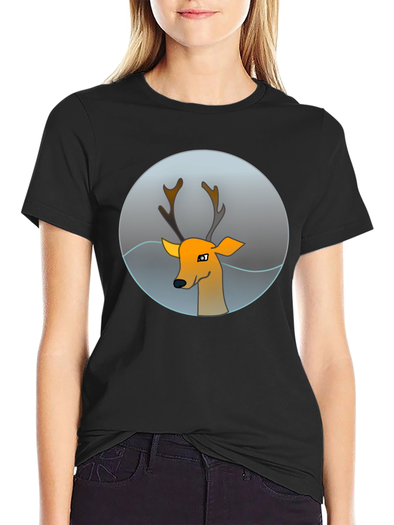 Deer Graphic Tee - Mens Black T-Shirt