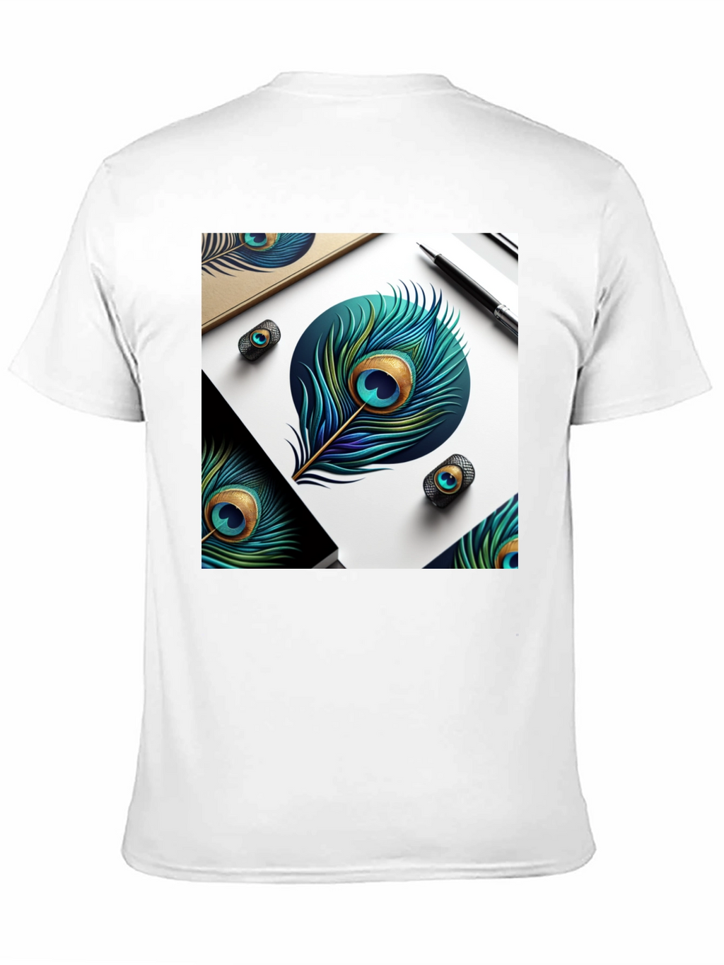Peacock Feather Art Black T-Shirt