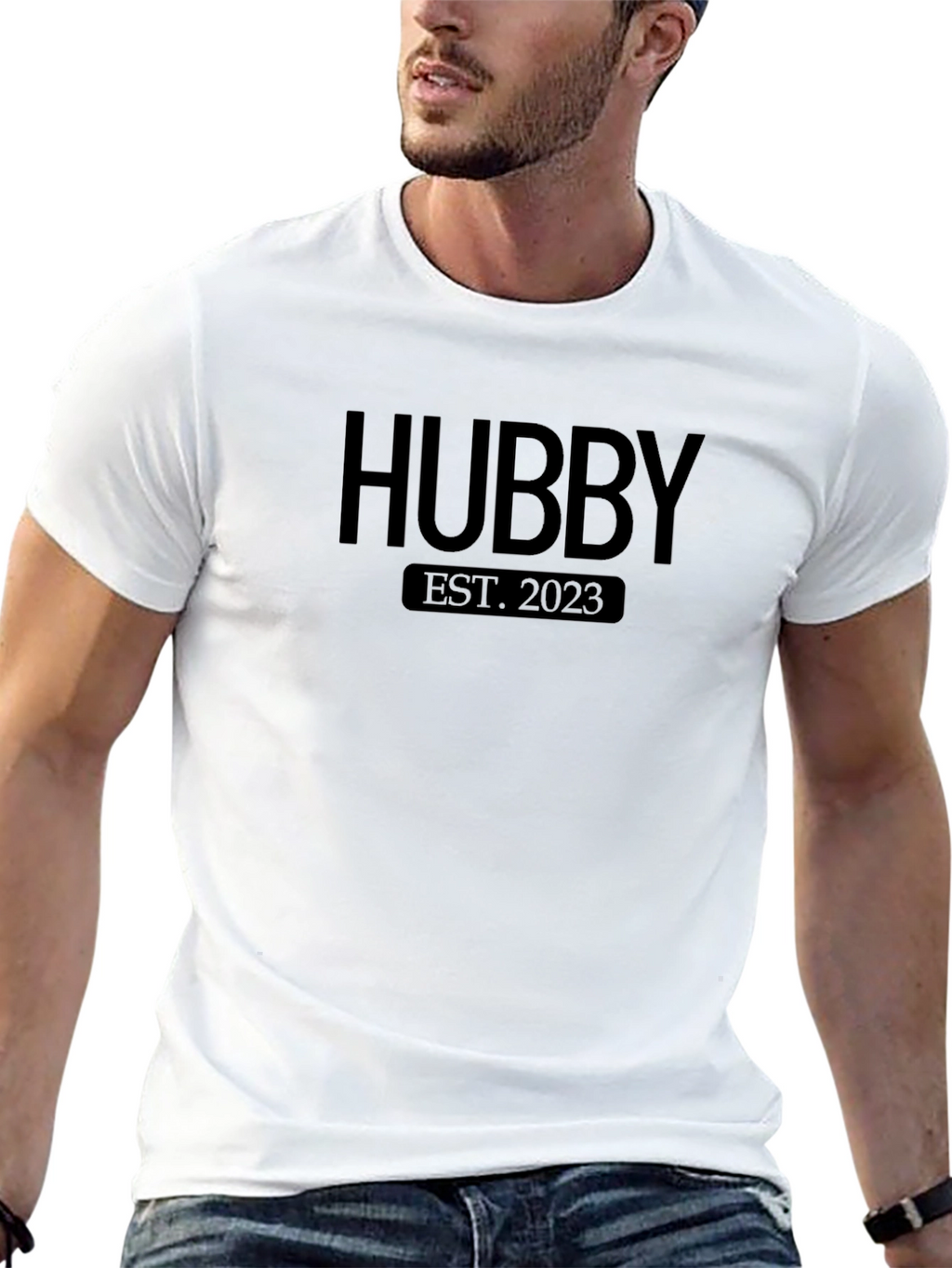 Hubby Est. 2023 Black T-Shirt