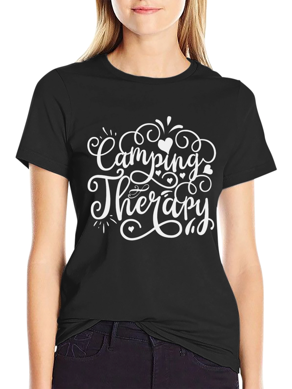 Camping Therapy T-Shirt - Black Graphic Tee