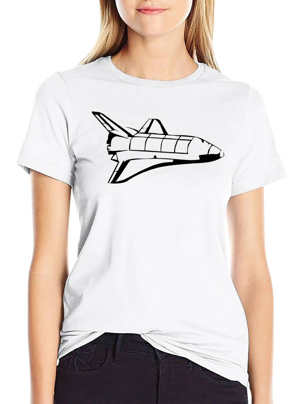Space Shuttle Graphic Tee - Black Cotton T-Shirt