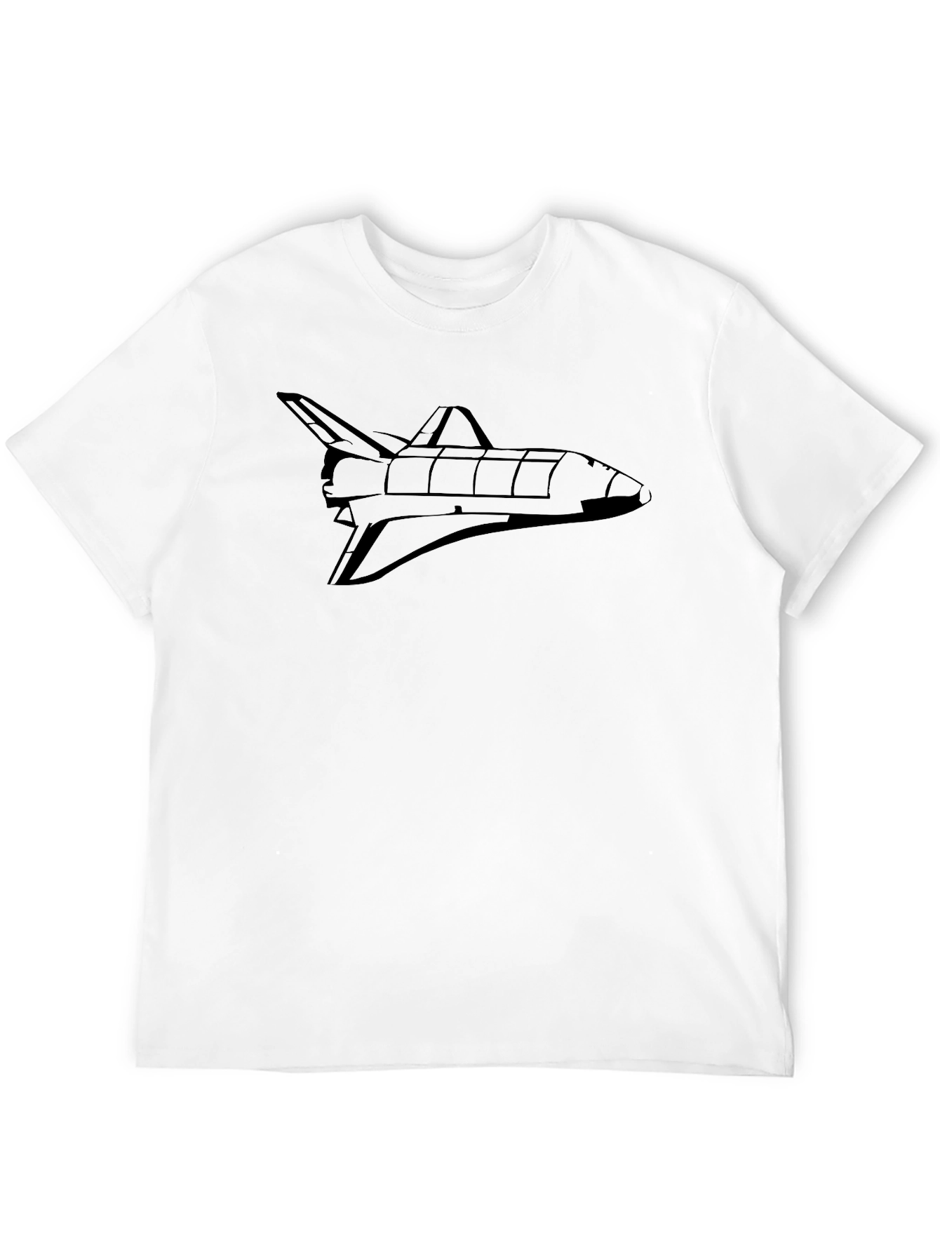 Space Shuttle Graphic Tee - Black Cotton T-Shirt