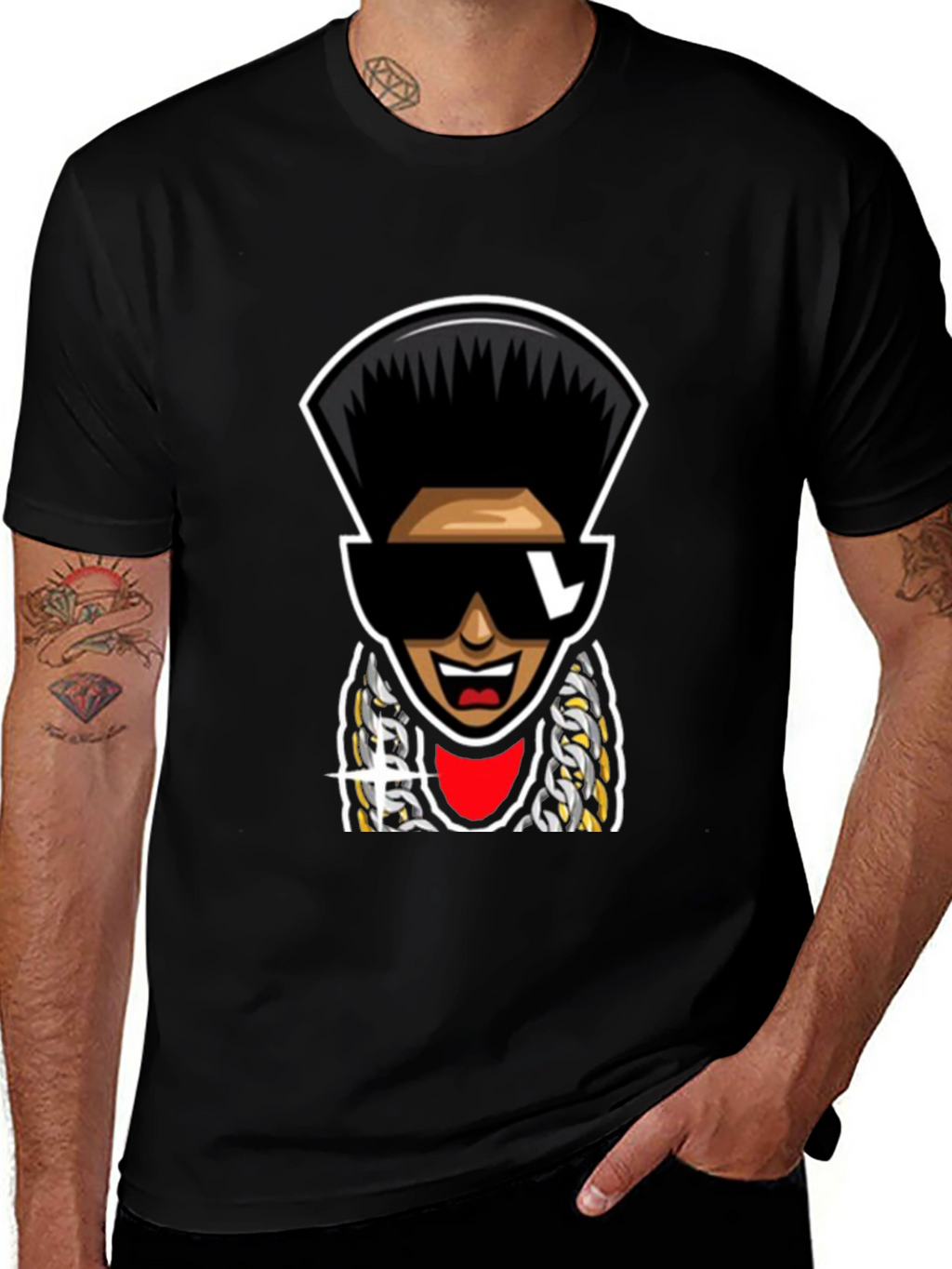 Retro Cartoon Character T-Shirt - Black