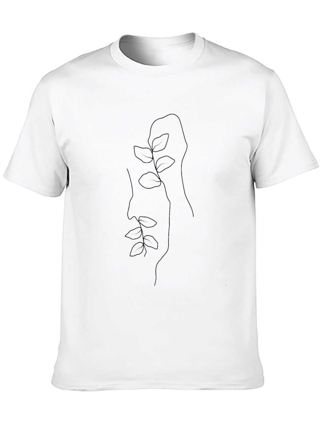 Minimalist Plant Face Black T-Shirt