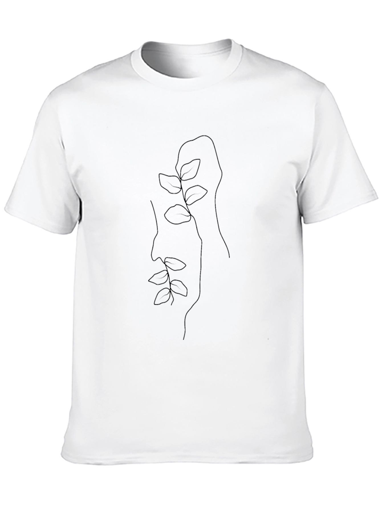 Minimalist Plant Face Black T-Shirt