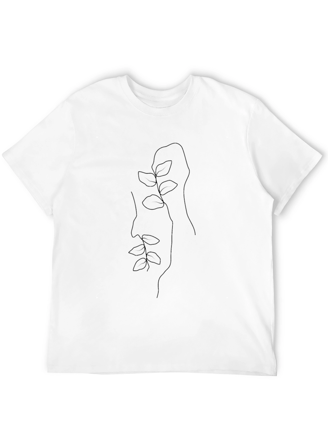 Minimalist Plant Face Black T-Shirt