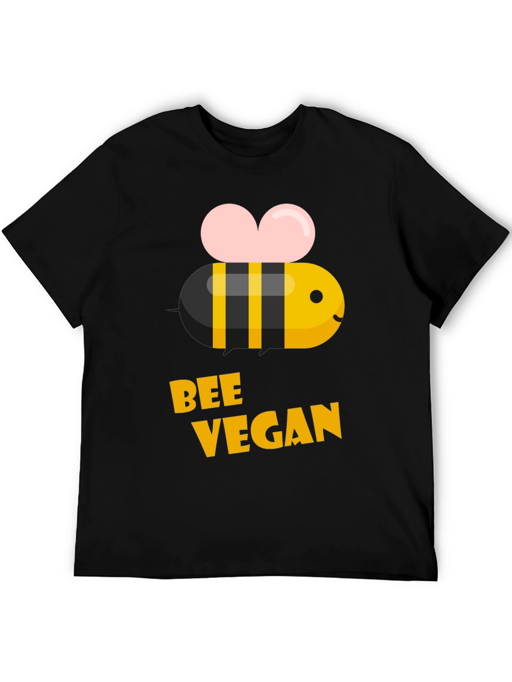 Bee Vegan T-Shirt - Black Crew Neck