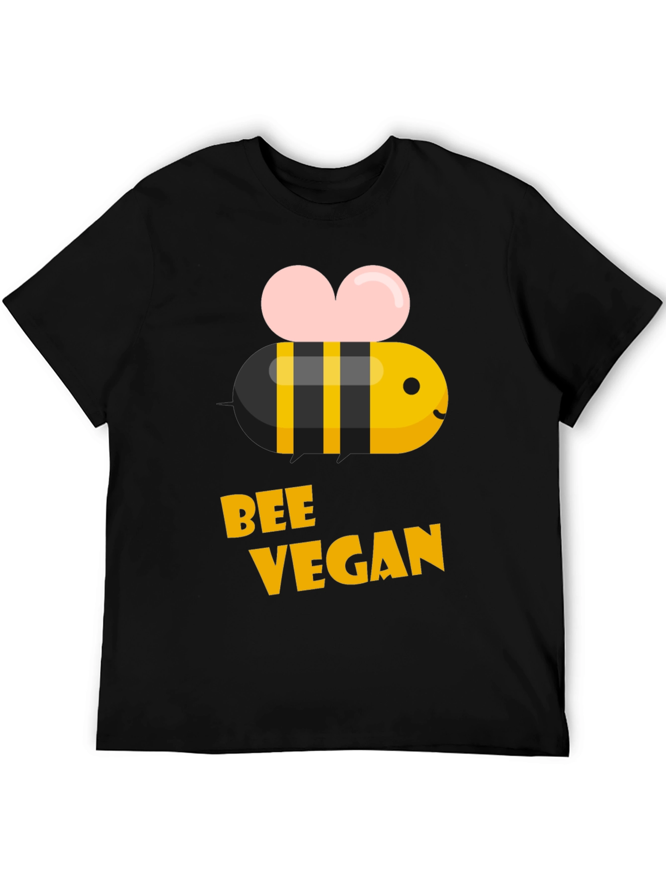 Bee Vegan T-Shirt - Black Crew Neck