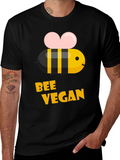 Bee Vegan T-Shirt - Black Crew Neck