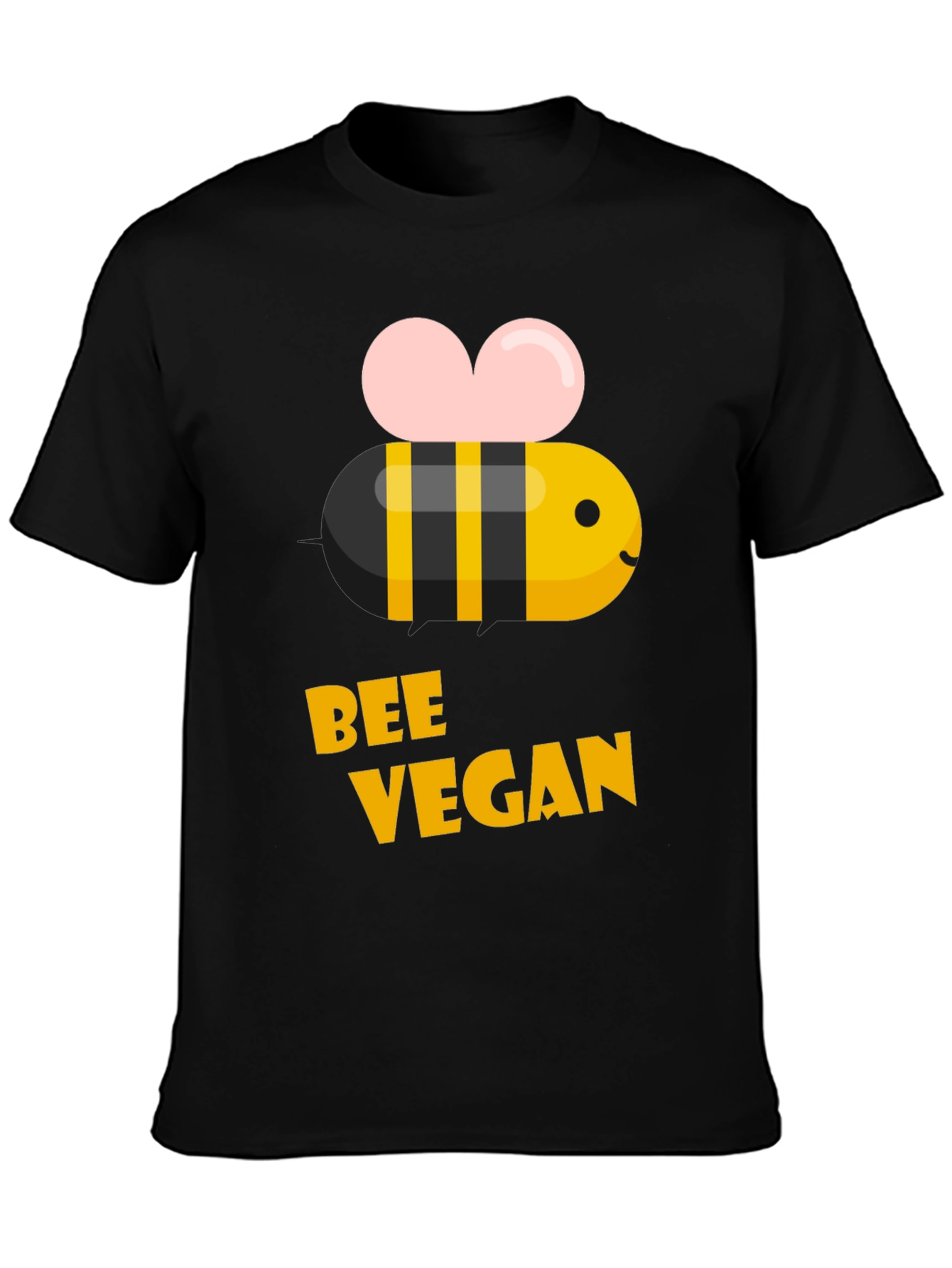 Bee Vegan T-Shirt - Black Crew Neck