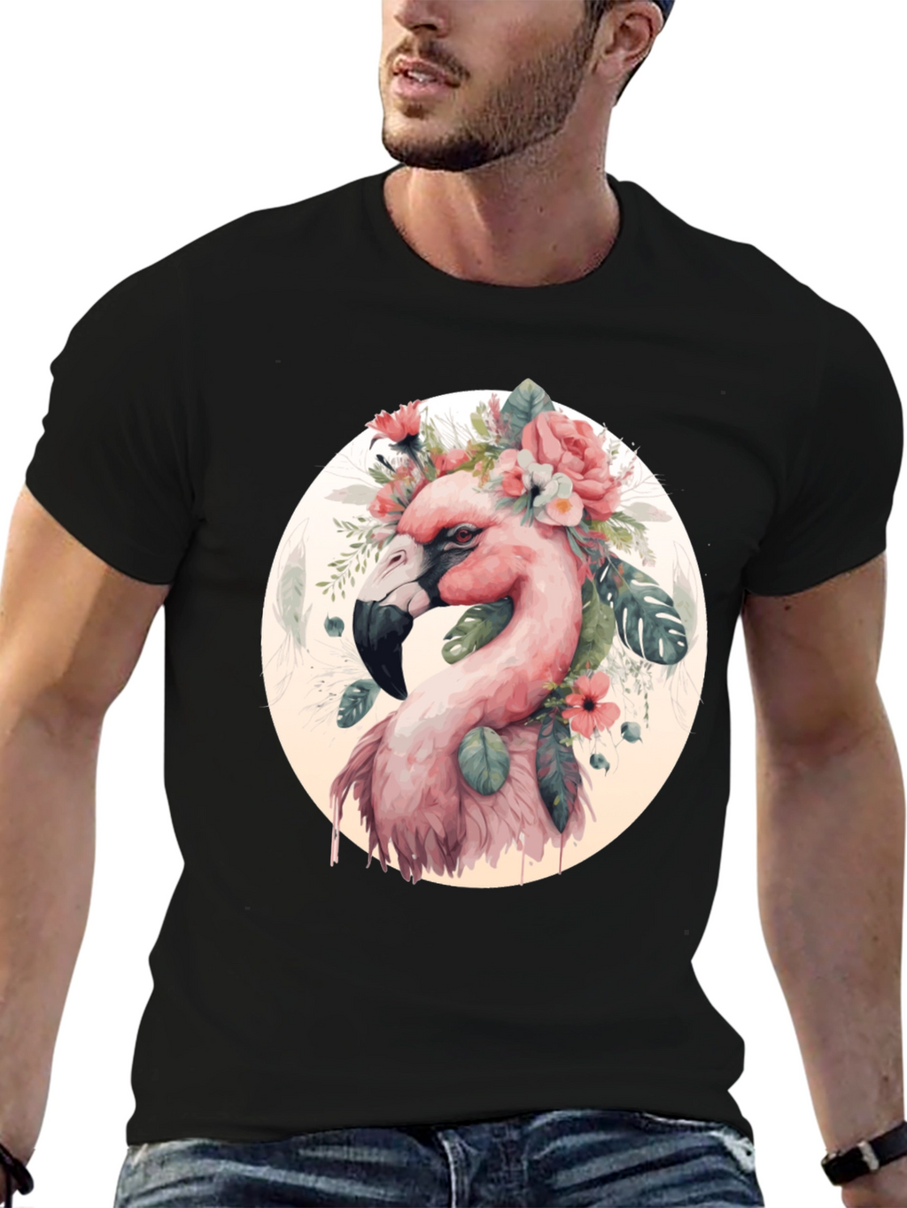 Flamingo Floral T-Shirt - Stylish Graphic Tee