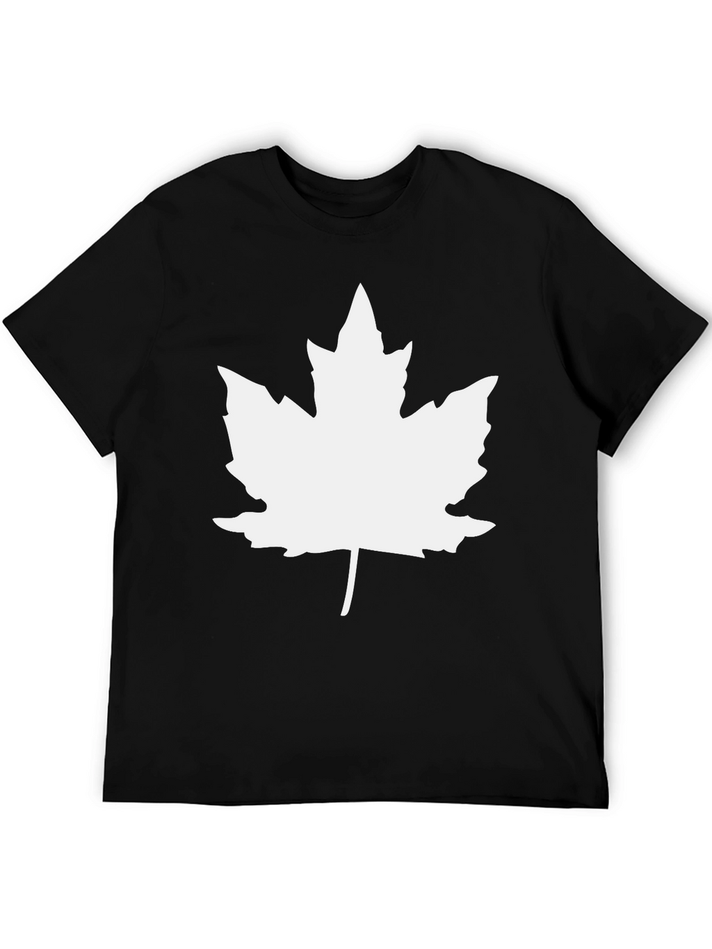 Maple Leaf Graphic Tee - Black Cotton Casual Shirt