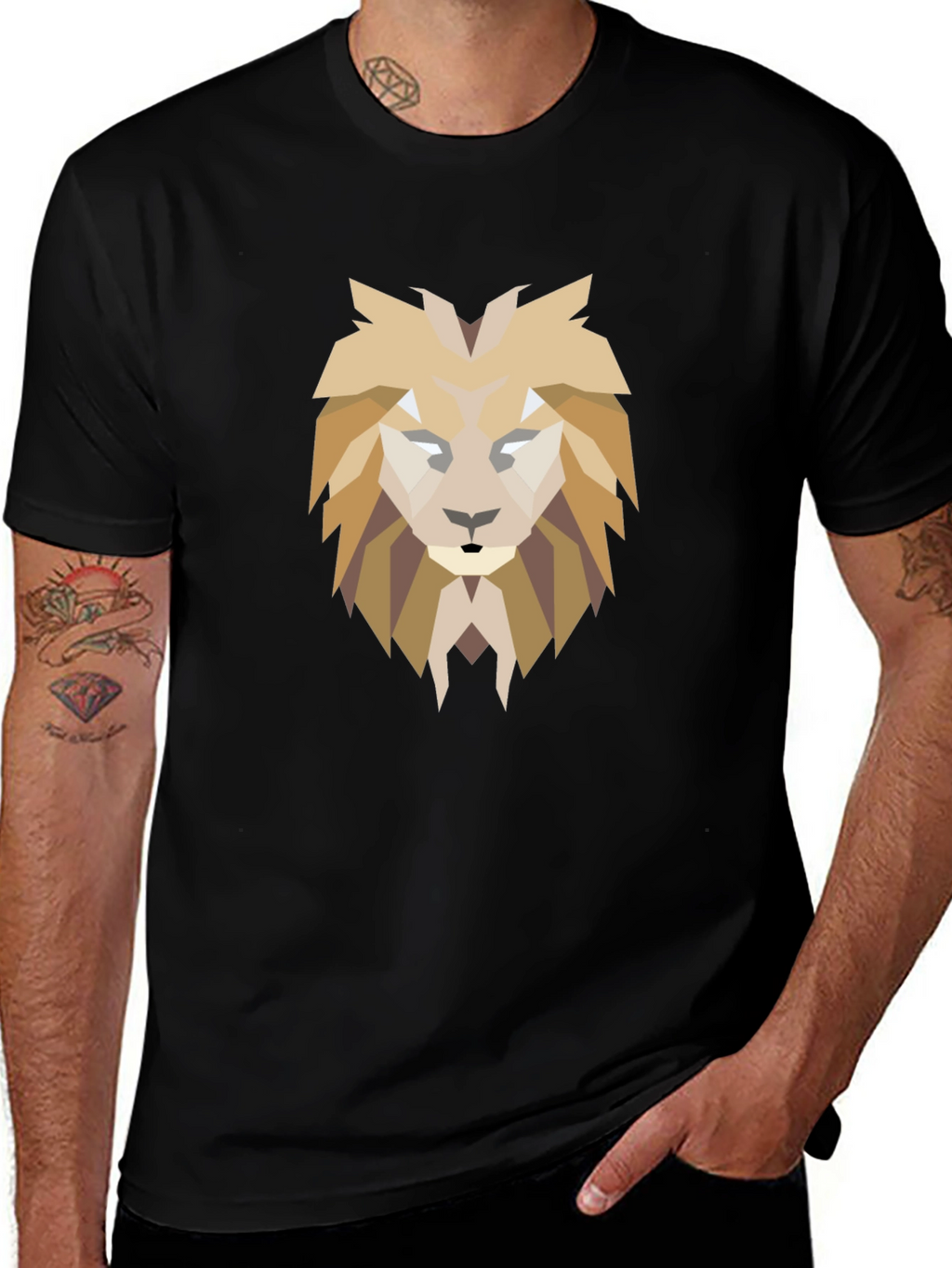 Geometric Lion Graphic Tee - Modern Style