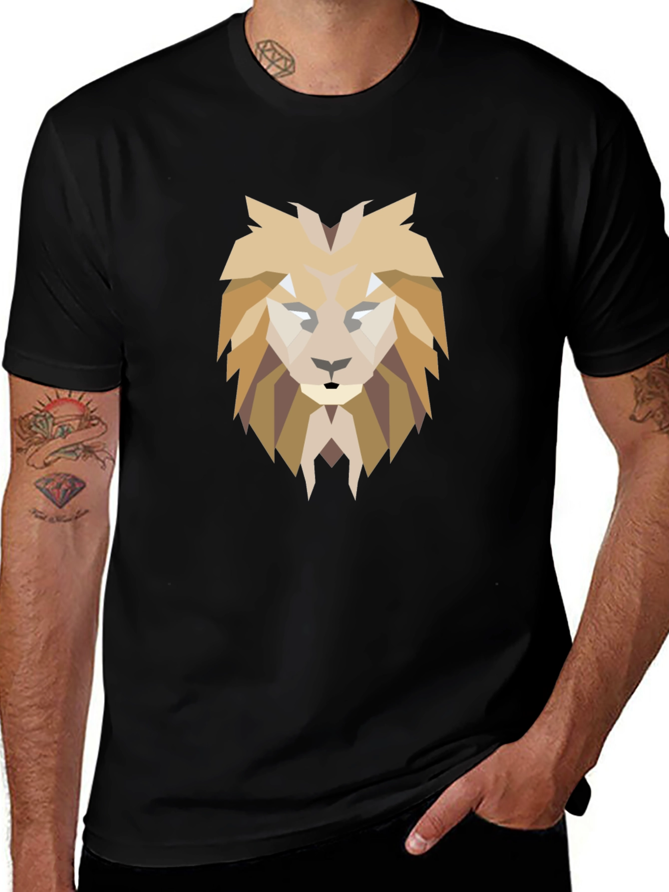 Geometric Lion Graphic Tee - Modern Style