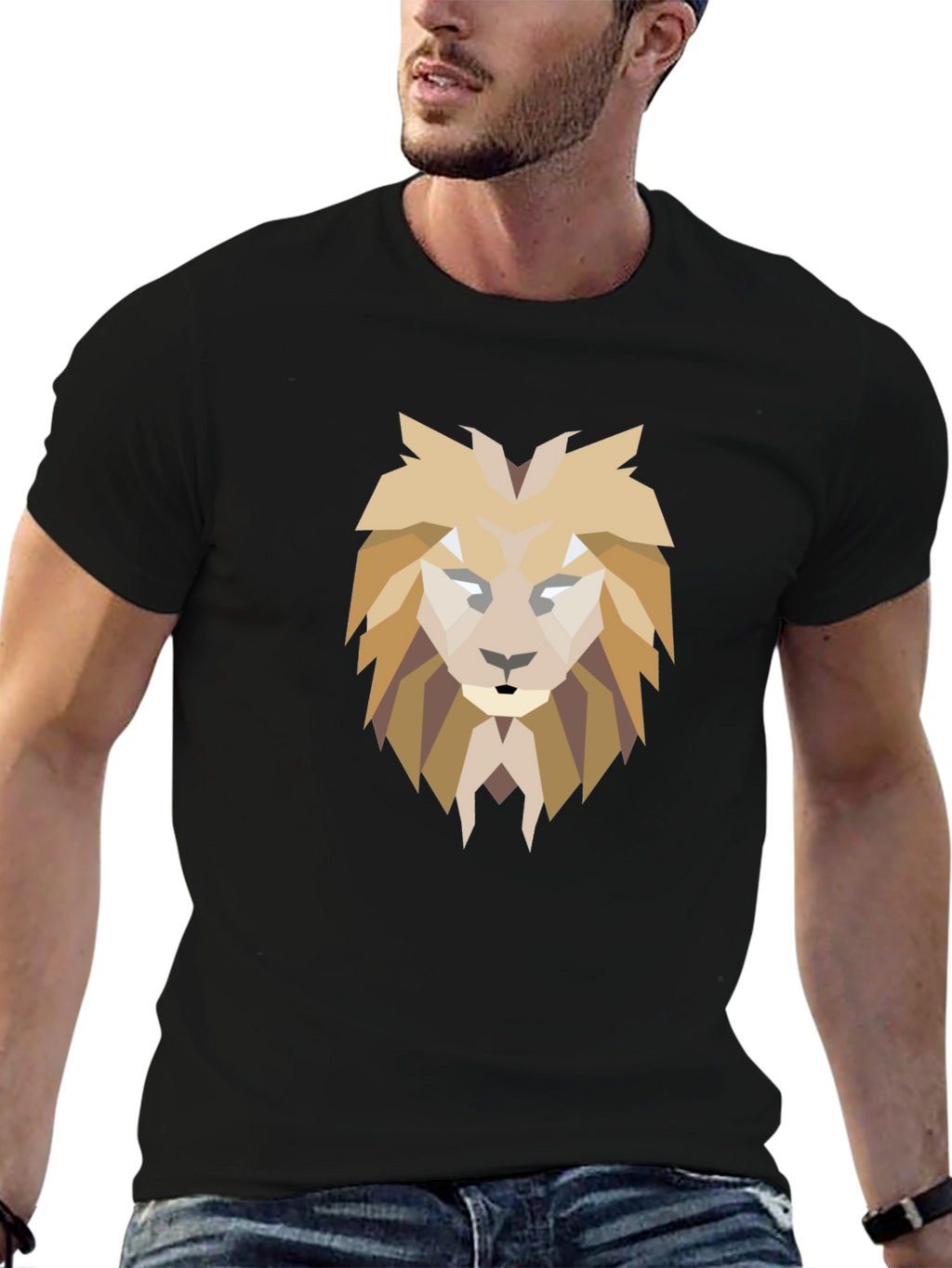Geometric Lion Graphic Tee - Modern Style