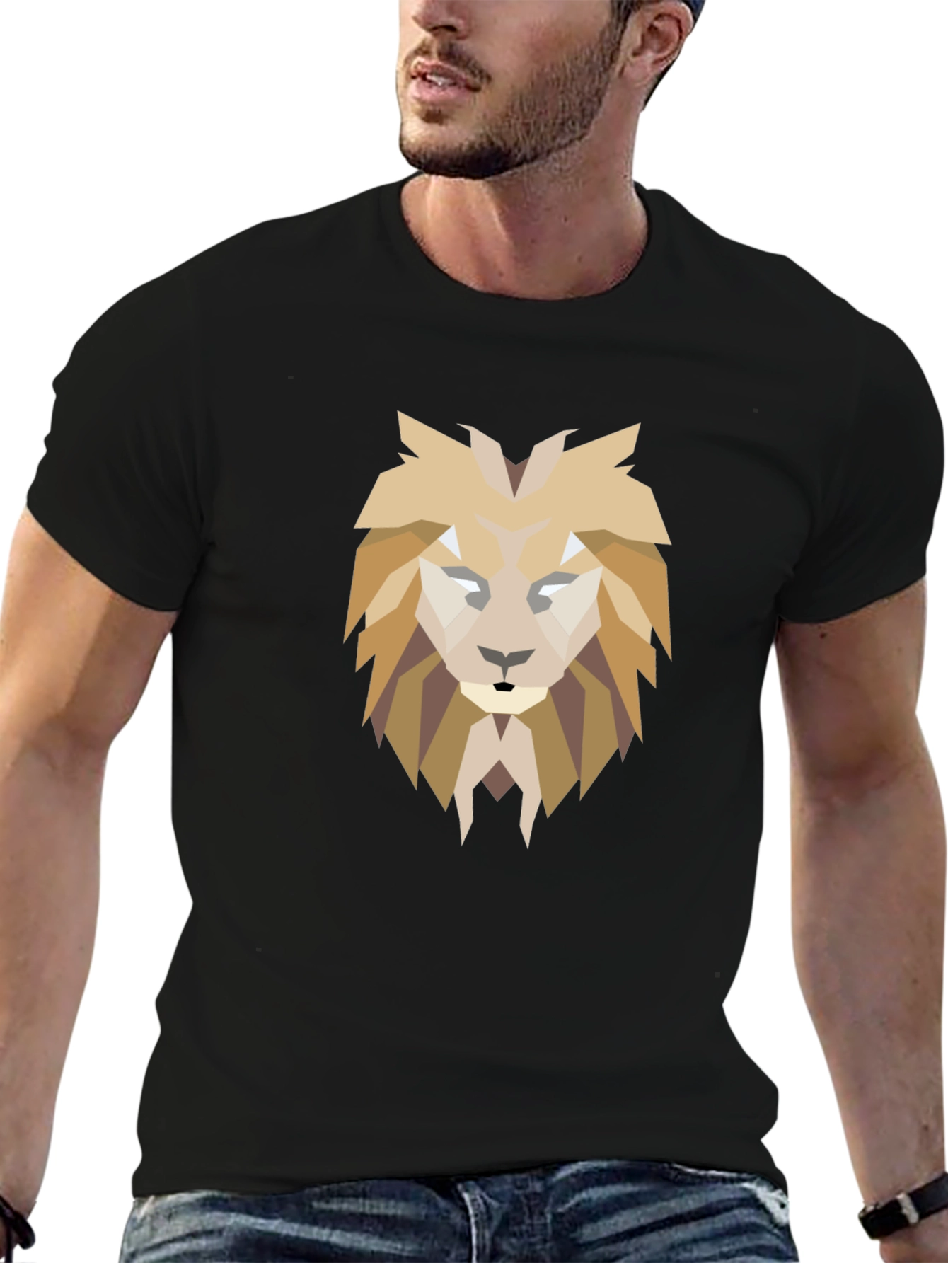 Geometric Lion Graphic Tee - Modern Style
