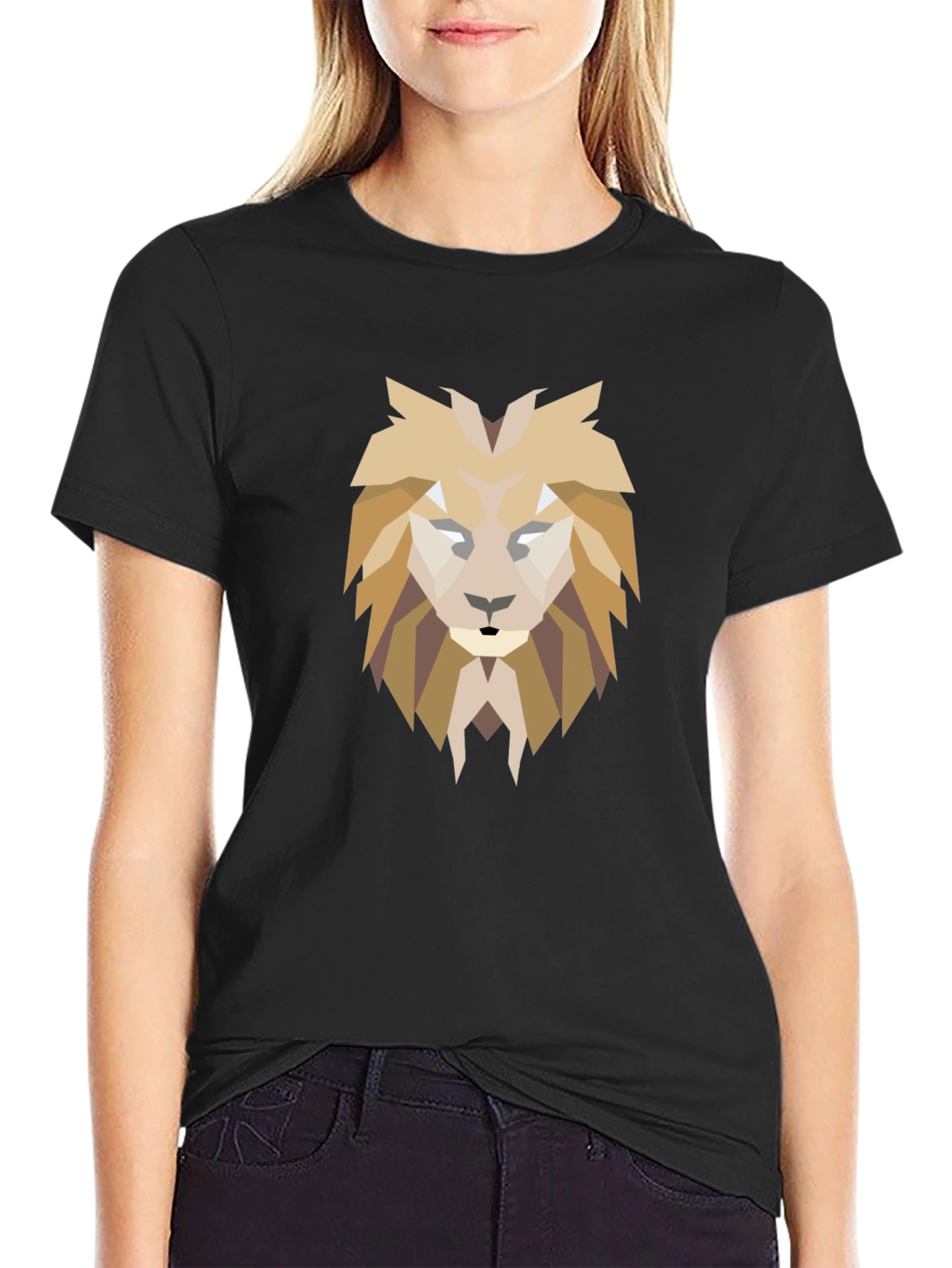 Geometric Lion Graphic Tee - Modern Style