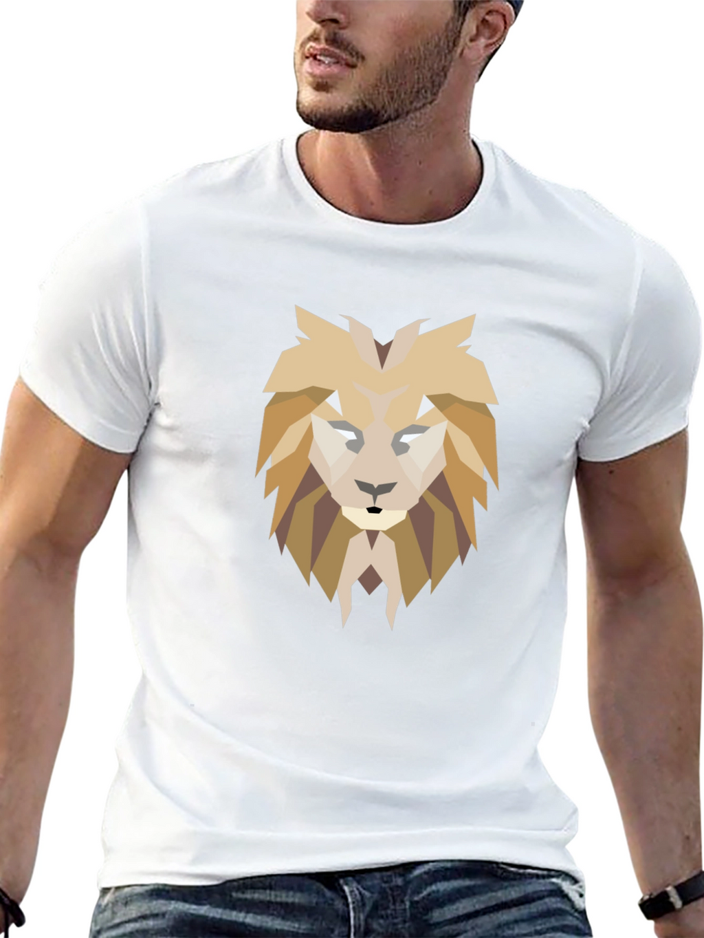 Geometric Lion Graphic Tee - Modern Style
